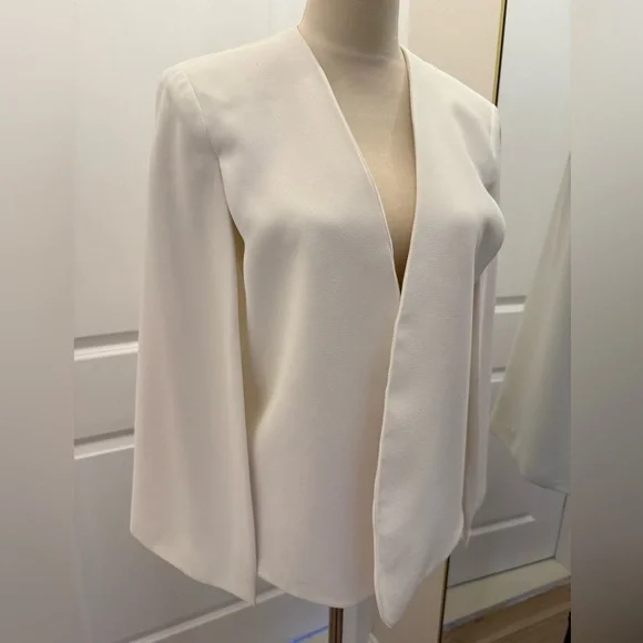 ZARA WHITE CAPE BLAZER MEDIUM - Picture 2 of 11